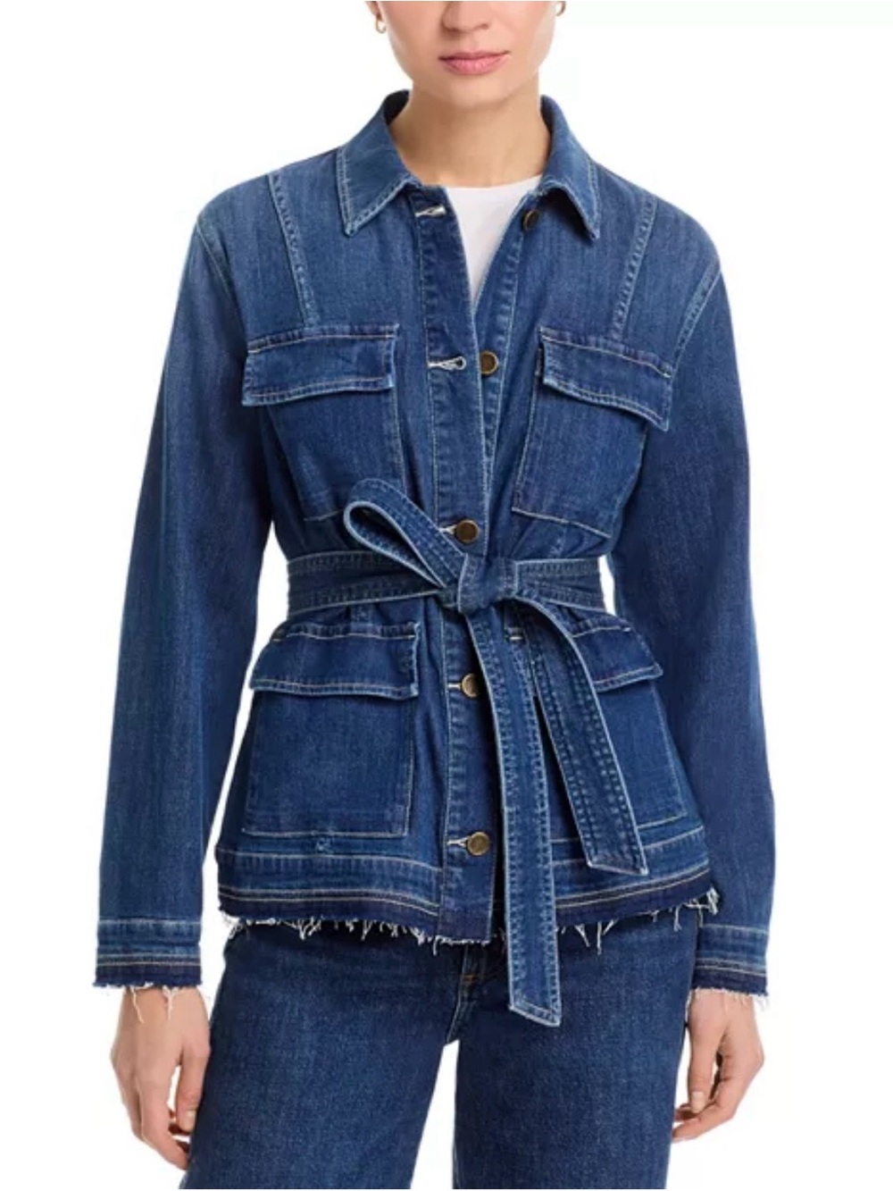 NWT Kobi Halperin Blue Becca Tie-Waist Denim Utility Jacket